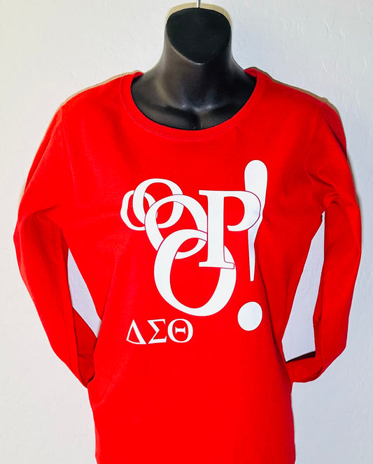 Delta Sigma Theta Sorority Ooop Red t-shirt (Long sleeve)