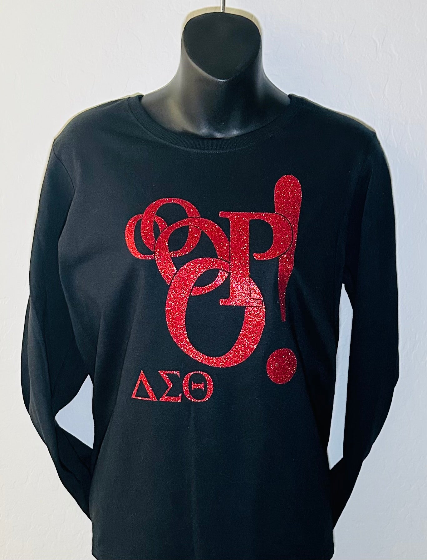 Ooop Black x Red glitter (long sleeve t-shirt)