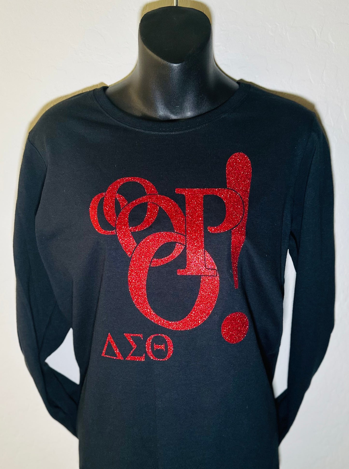 Ooop Black x Red glitter (long sleeve t-shirt)